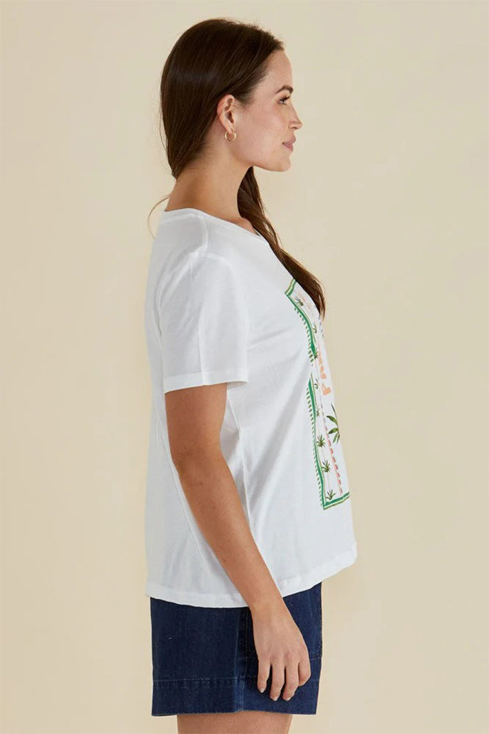 Betty Basics BB1092 Ellia Paradise Beach Print Crew Neck T-Shirt
