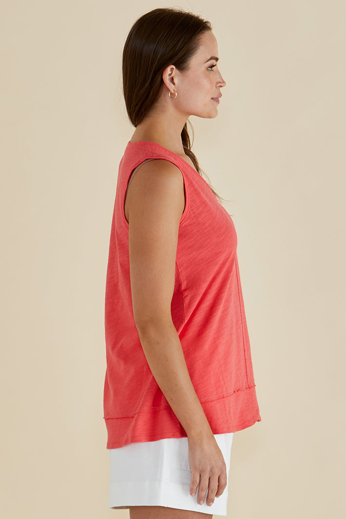 Betty Basics BB1093 Mariah Grapefruit Coral Tank Top
