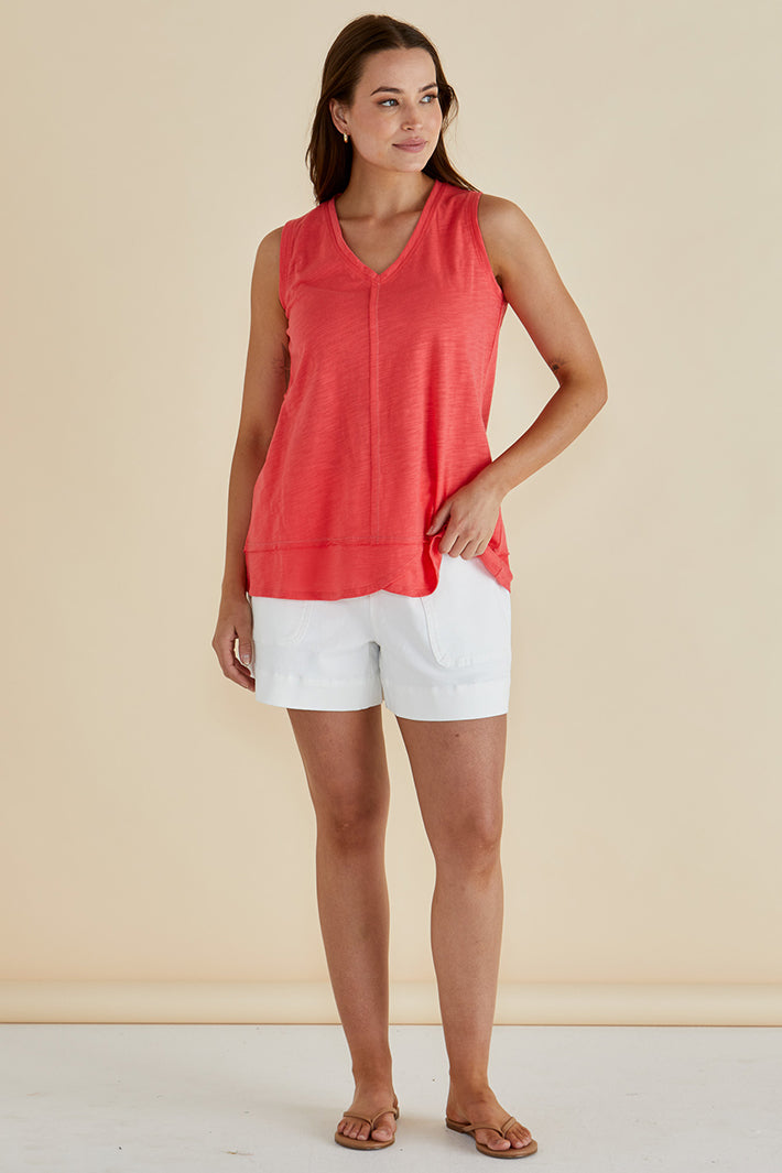 Betty Basics BB1093 Mariah Grapefruit Coral Tank Top