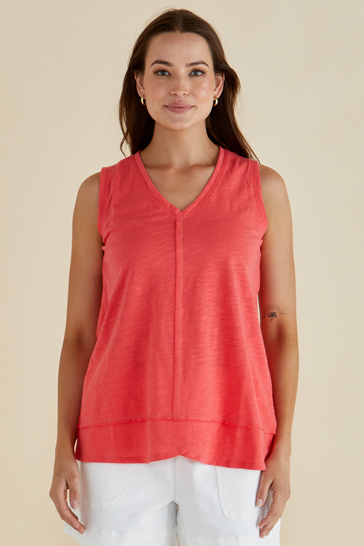 Betty Basics BB1093 Mariah Grapefruit Coral Tank Top