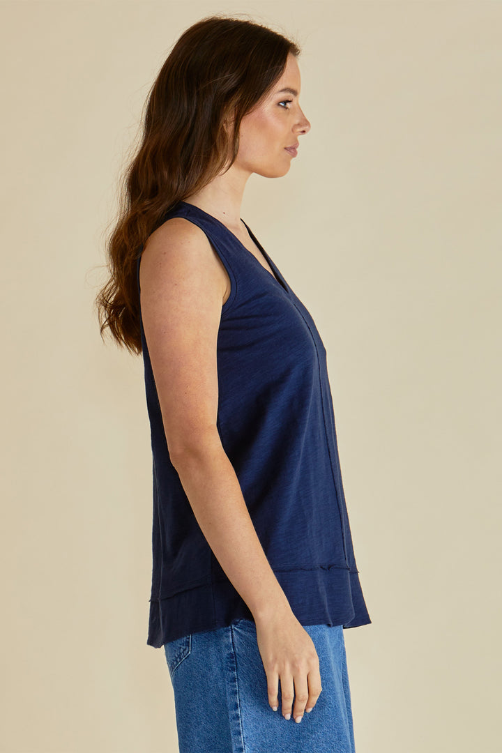 Betty Basics BB1093 Mariah Navy Sleeveless Tank T-Shirt