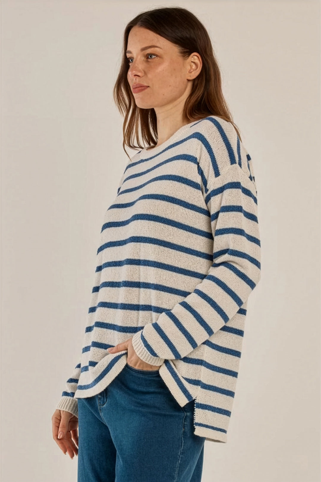Betty Basics BB4090 Bradford Cream Navy Nautical Stripe Jumper