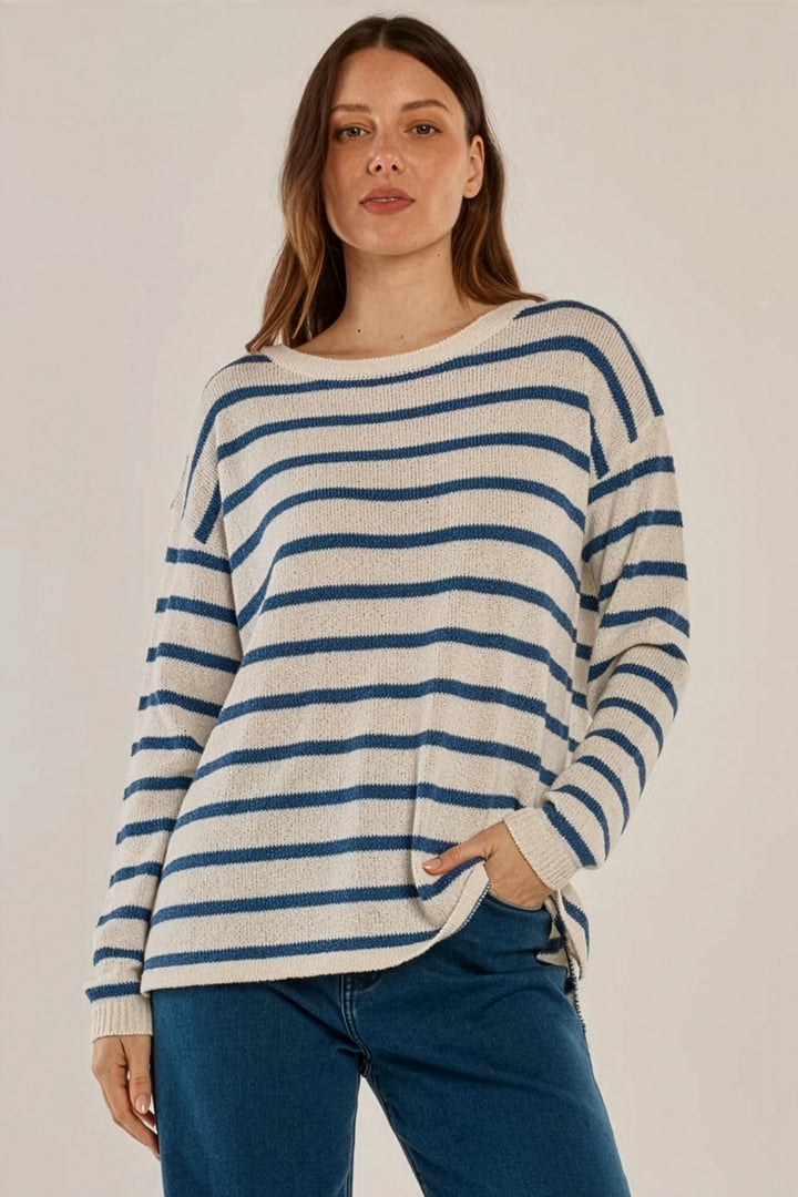Betty Basics BB4090 Bradford Cream Navy Nautical Stripe Jumper