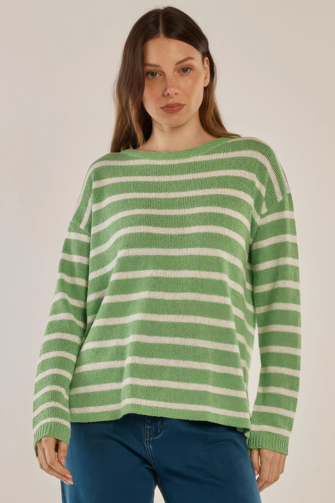 Betty Basics BB4090 Bradford Green Cream Nautical Stripe Jumper