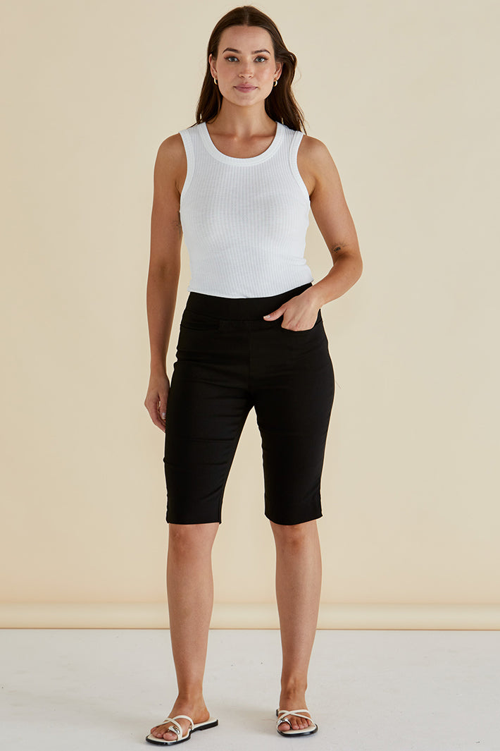 Betty Basics BB5014 Black Bengaline Bermuda Shorts