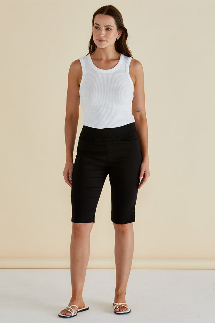 Betty Basics BB5014 Black Bengaline Bermuda Shorts