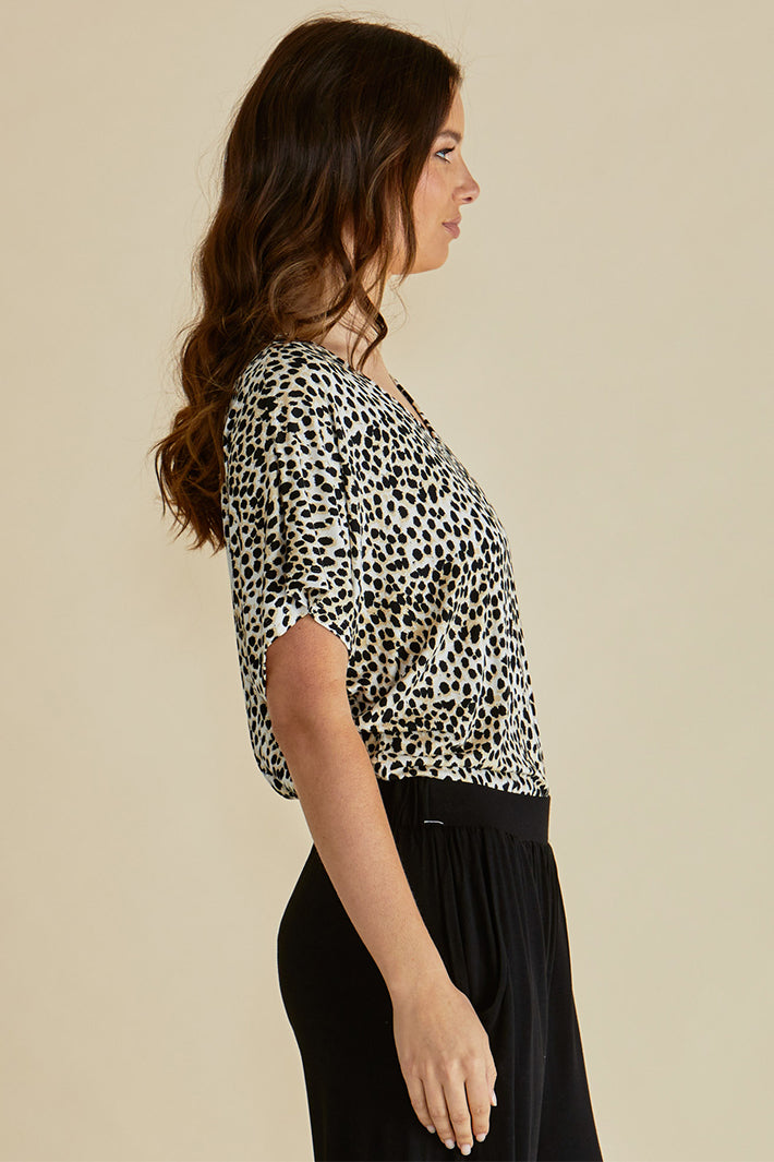 Betty Basics BB506 Maui Beige Cheetah Print T-Shirt