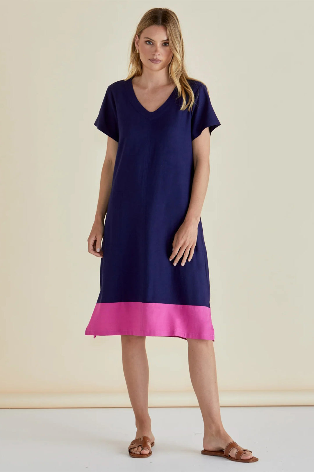 Betty Basics BB8390 Elwood Navy Pink Dress