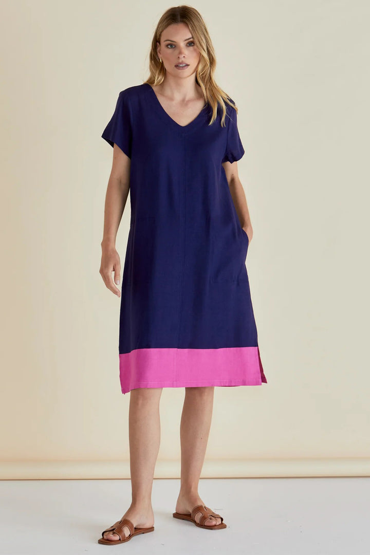 Betty Basics BB8390 Elwood Navy Pink Dress