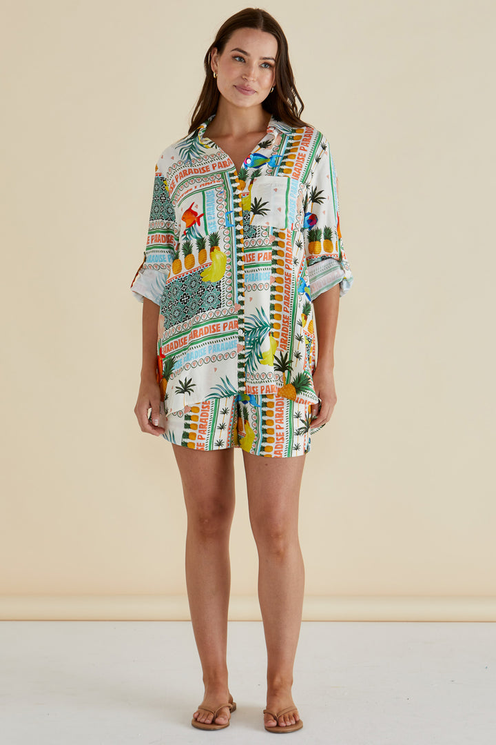 Betty Basics BB8439 Mills Paradise Beach Print Shirt