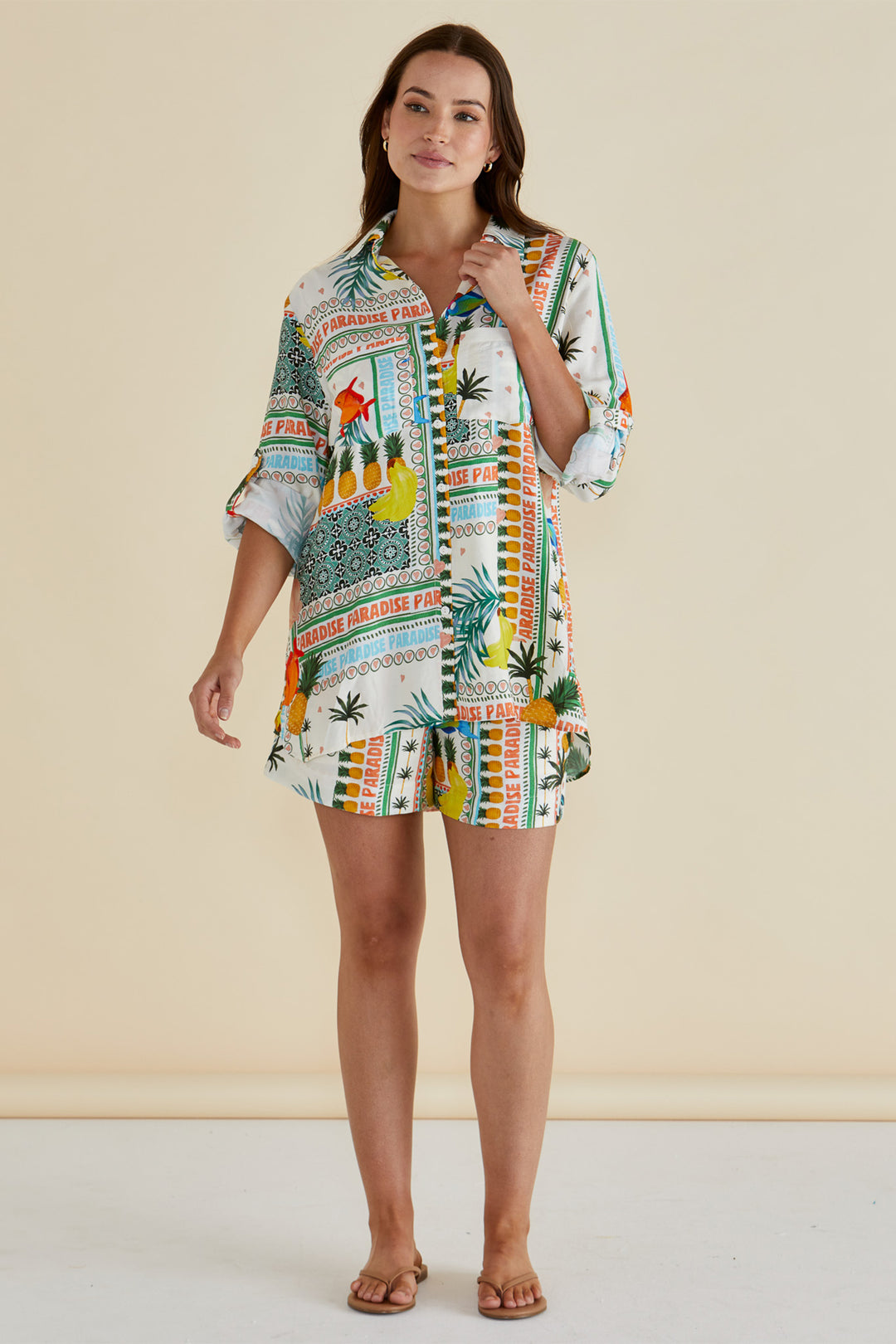 Betty Basics BB8439 Mills Paradise Beach Print Shirt