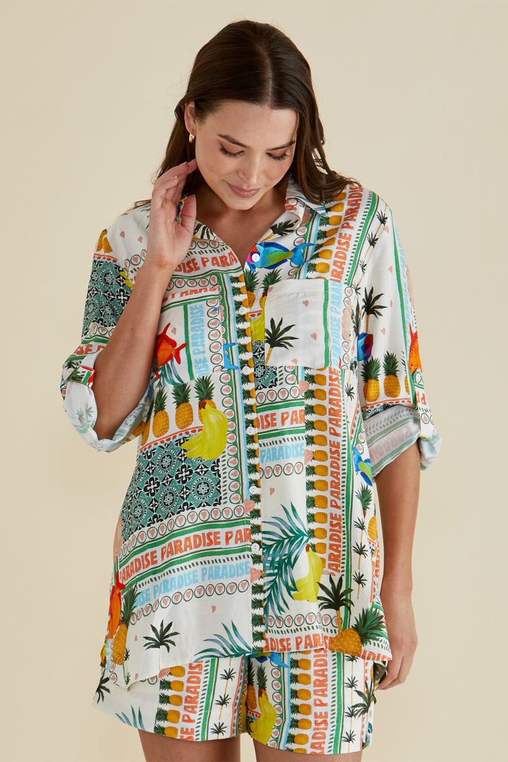 Betty Basics BB8439 Mills Paradise Beach Print Shirt