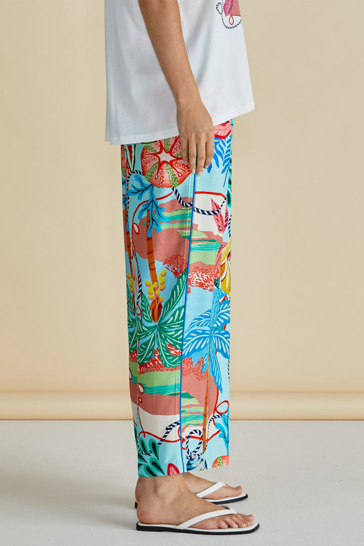Betty Basics BB8486 Rio Blue Reef Print Wide Leg Trousers