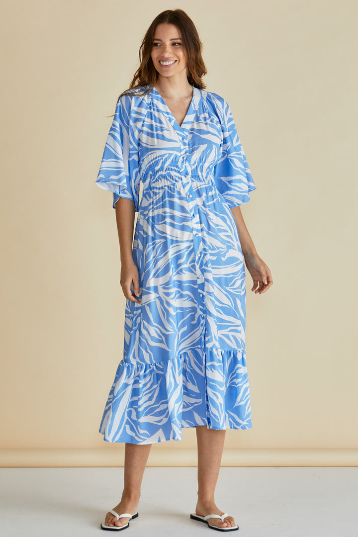 Betty Basics BB8510 Moxie Blue Abstract Print Dress