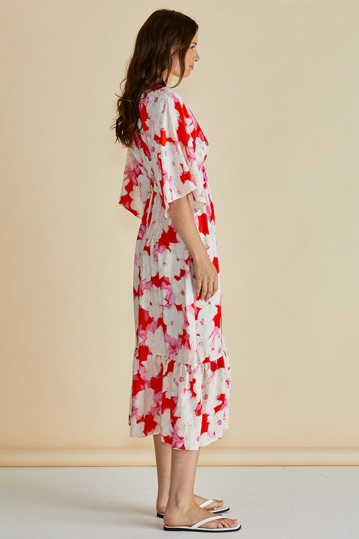 Betty Basics BB8510 Moxie Red Floral Print Dress