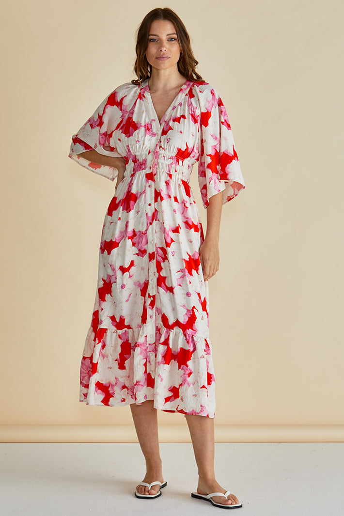 Betty Basics BB8510 Moxie Red Floral Print Dress
