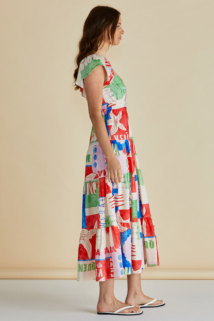 Betty Basics BB8514 Sadie Sea Seashell Print Dress