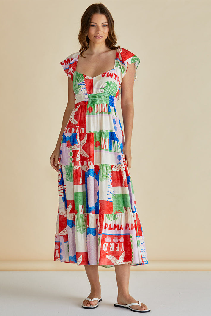 Betty Basics BB8514 Sadie Sea Seashell Print Dress