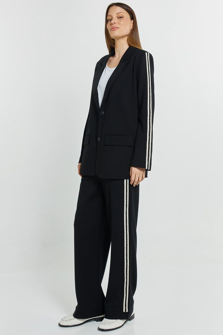 Betty Basics BB8594 black white trim joggers at Experience Boutique