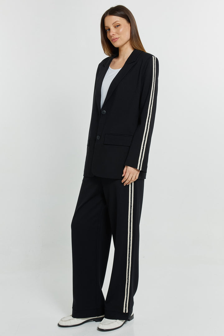 Betty Basics BB8594 black white trim joggers at Experience Boutique