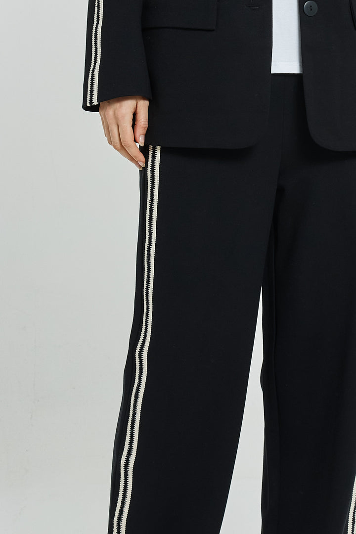 Betty Basics BB8594 black white trim joggers at Experience Boutique