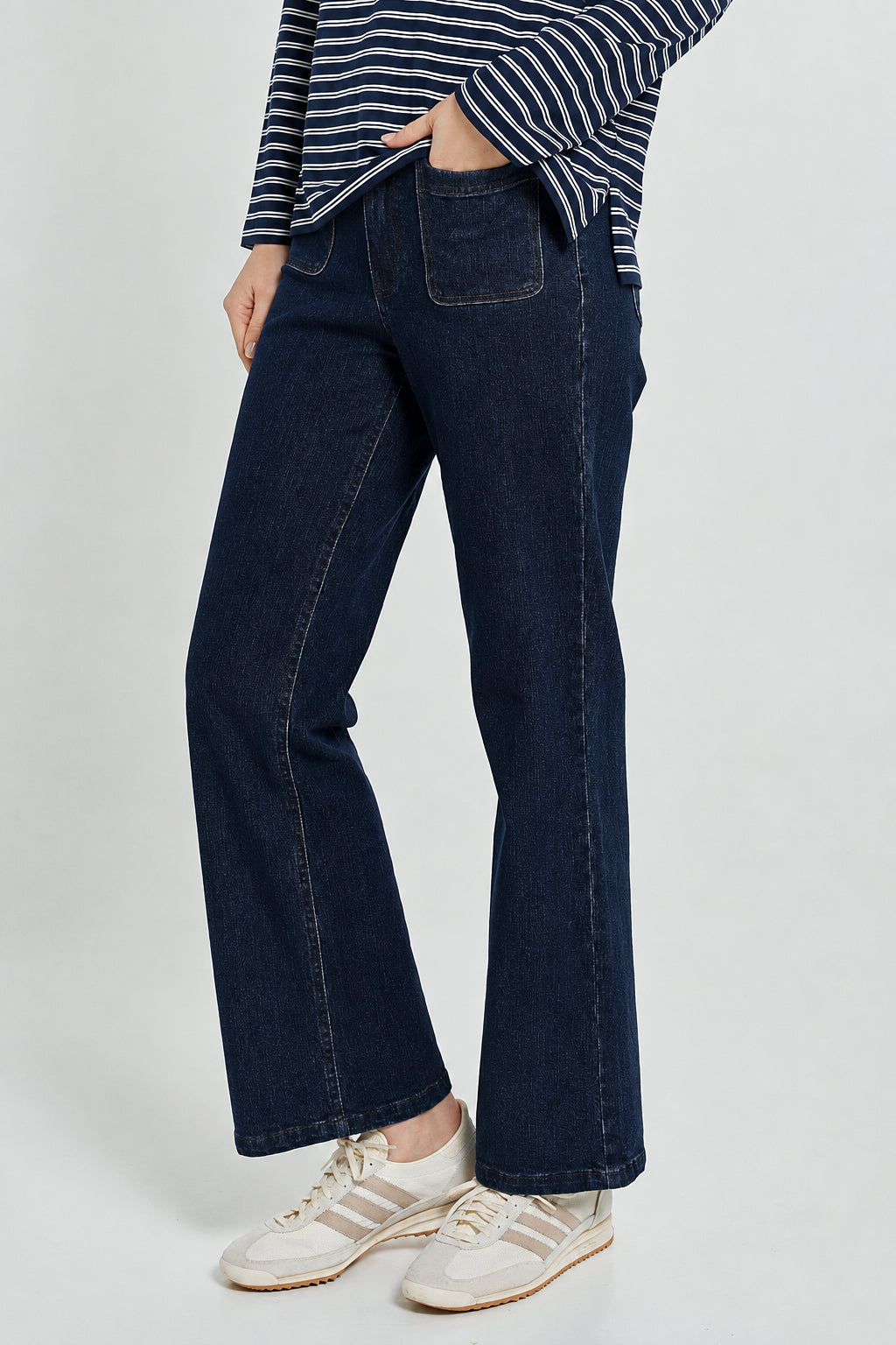 Betty Basics BB8584 blue smoke patch pocket jeans at Experience Boutique