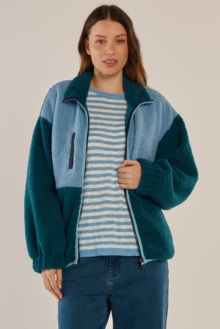 Betty Basics BB6100 teal blue borg fleece jacket at Experience Boutique