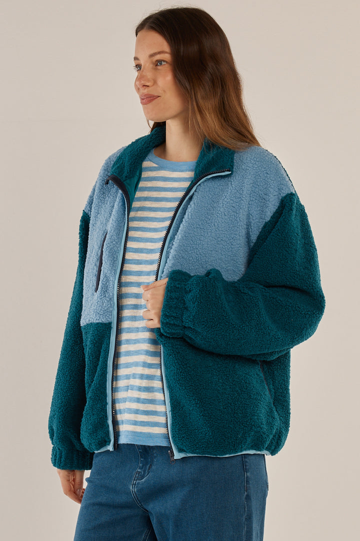 Betty Basics BB6100 teal blue borg fleece jacket at Experience Boutique
