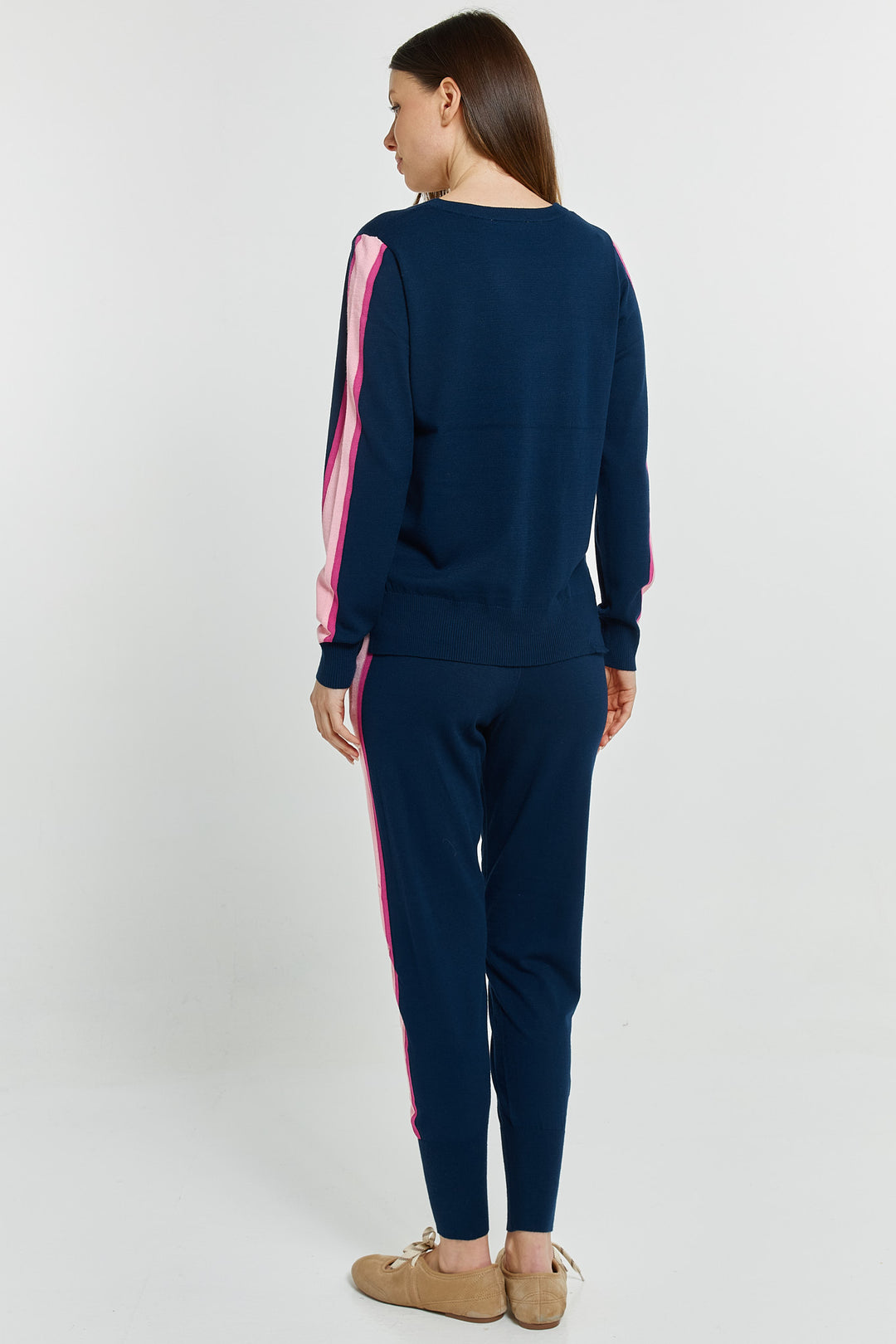 Betty Basics BB4121 navy pink stripe jumper at Experience Boutique