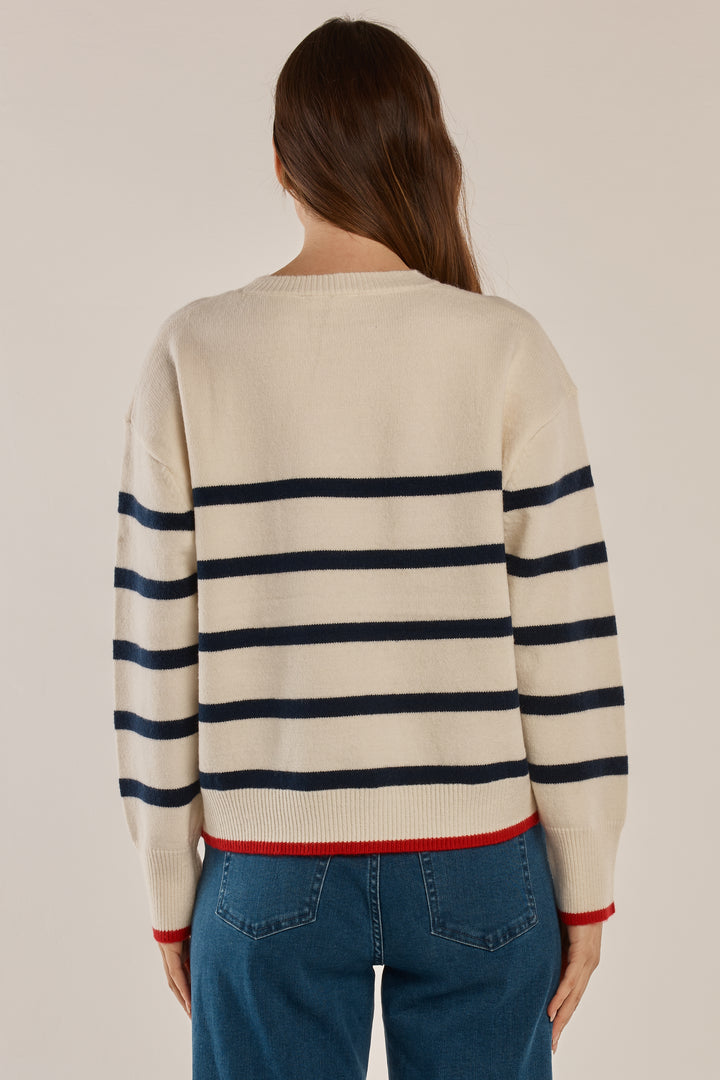 Betty Basics BB4092 navy off-white stripe jumper at Experience Boutique
