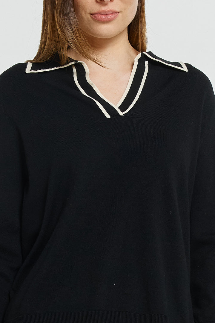 Betty Basics BB4119 black polo jumper at Experience Boutique