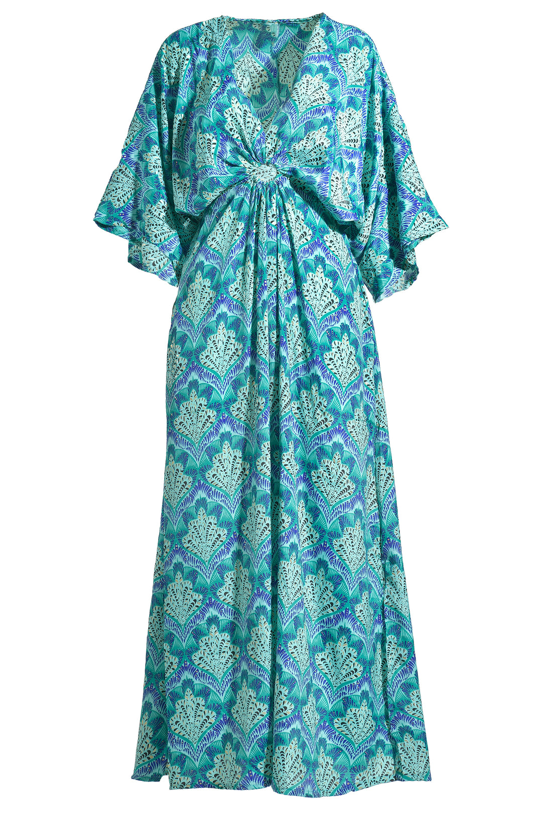 Ble Cobalt Fan Print Maxi Dress 5-41-348-0667 - Experience Boutique
