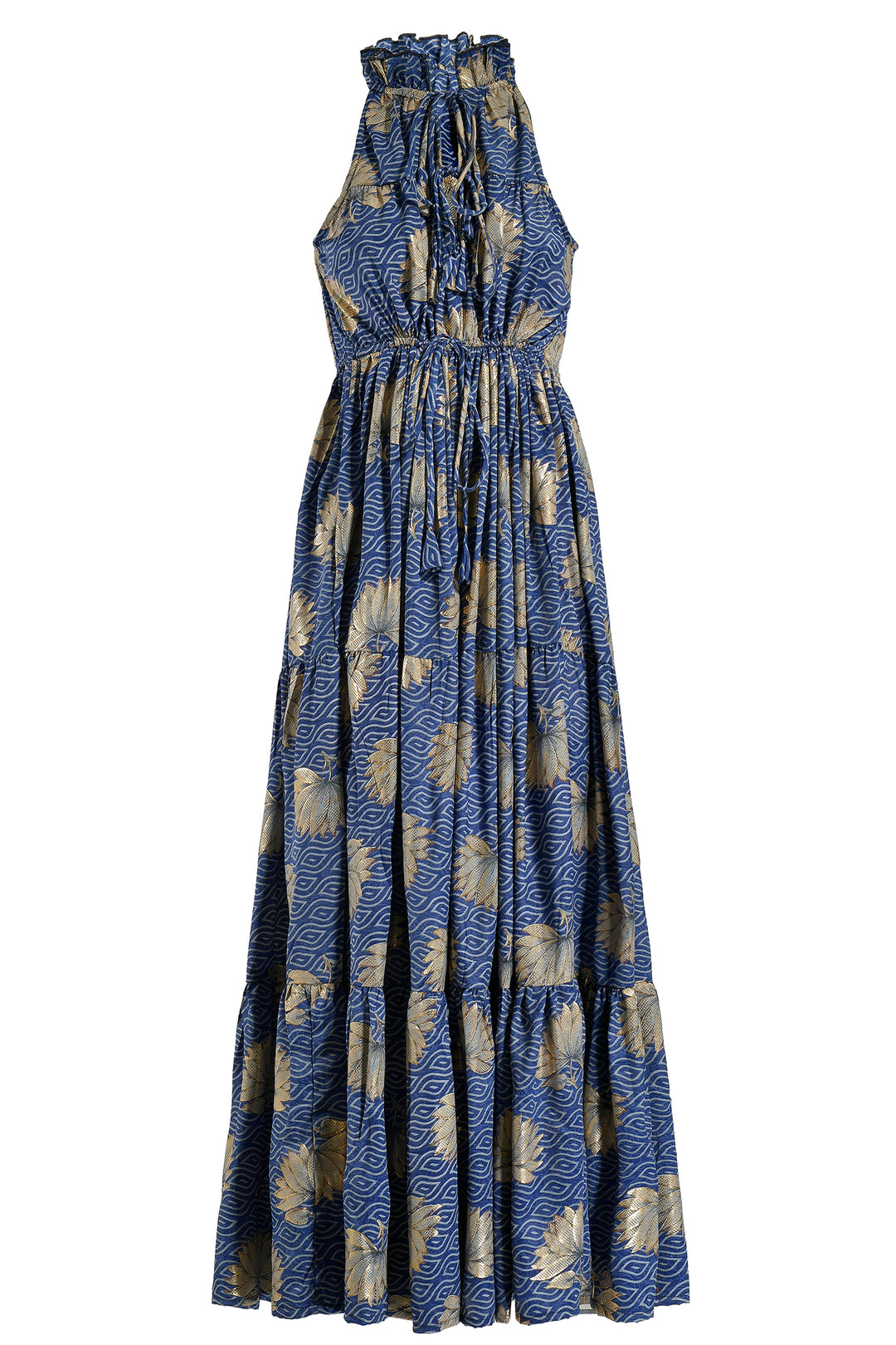 Ble Dress Blue Print Tie Waist Sleeveless 5-41-348-0878 - Experience Boutique