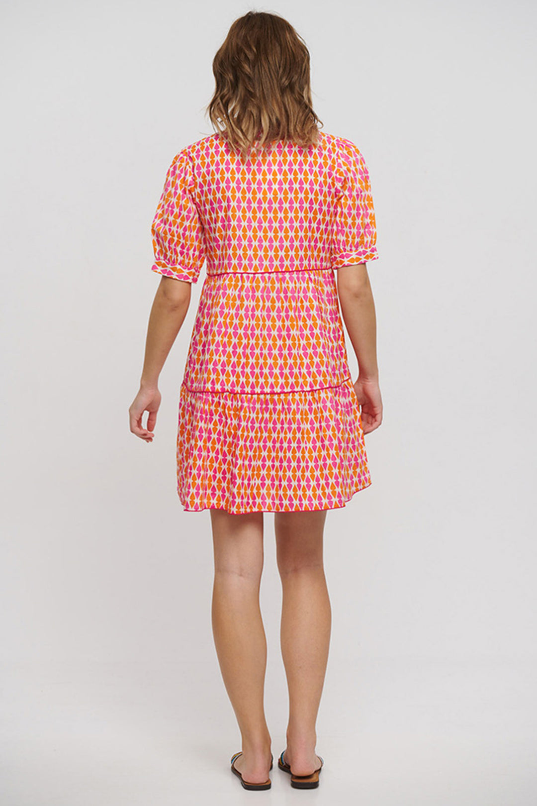 Ble Dress Orange Pink Geo Print 5-41-666-0005 - Experience Boutique