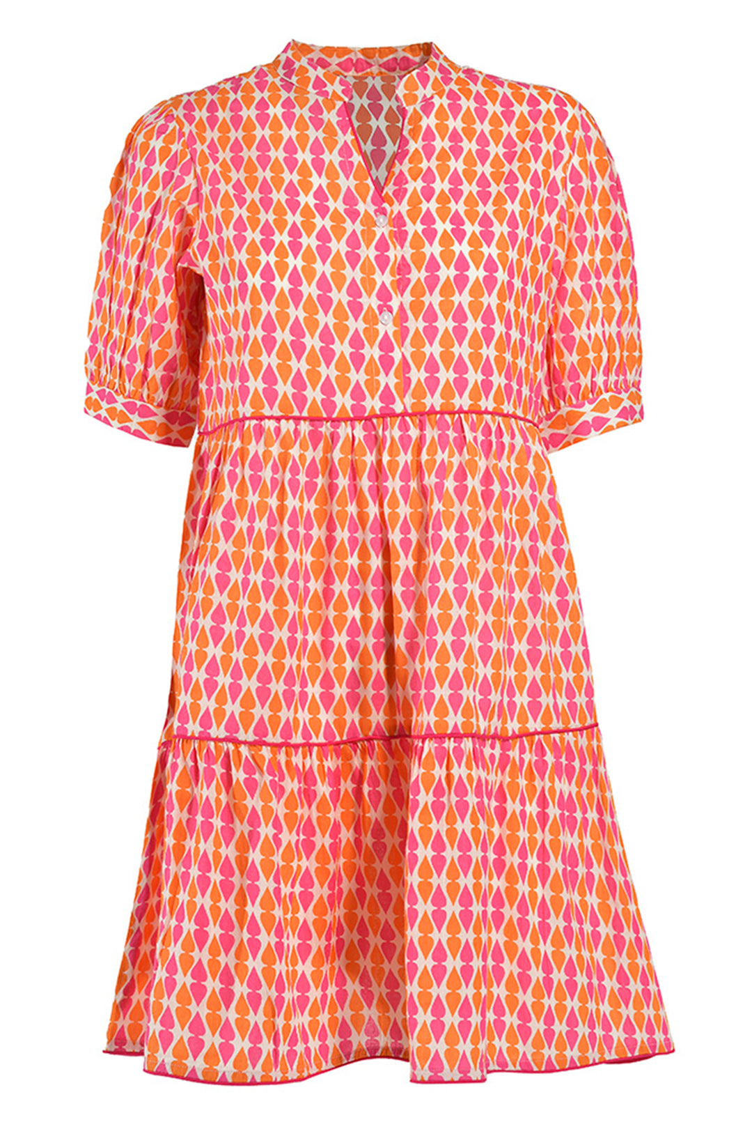 Ble Dress Orange Pink Geo Print 5-41-666-0005 - Experience Boutique