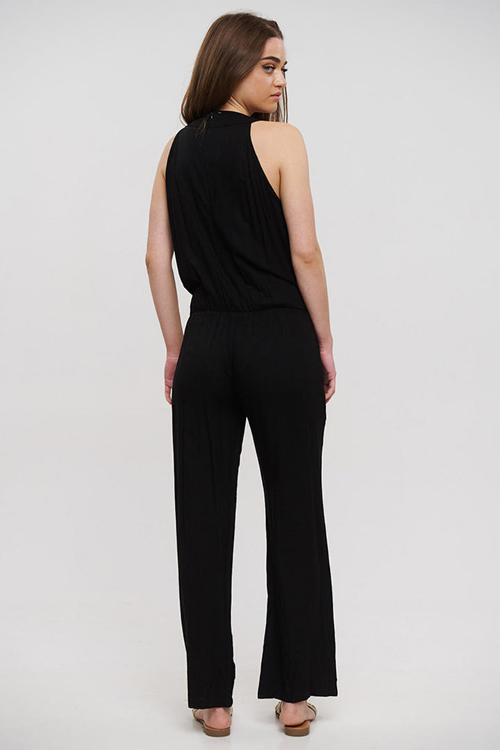 Ble Jumpsuit Black Sleeveless Silver Beaded Neckline 5-41-648-0041 - Experience Boutique
