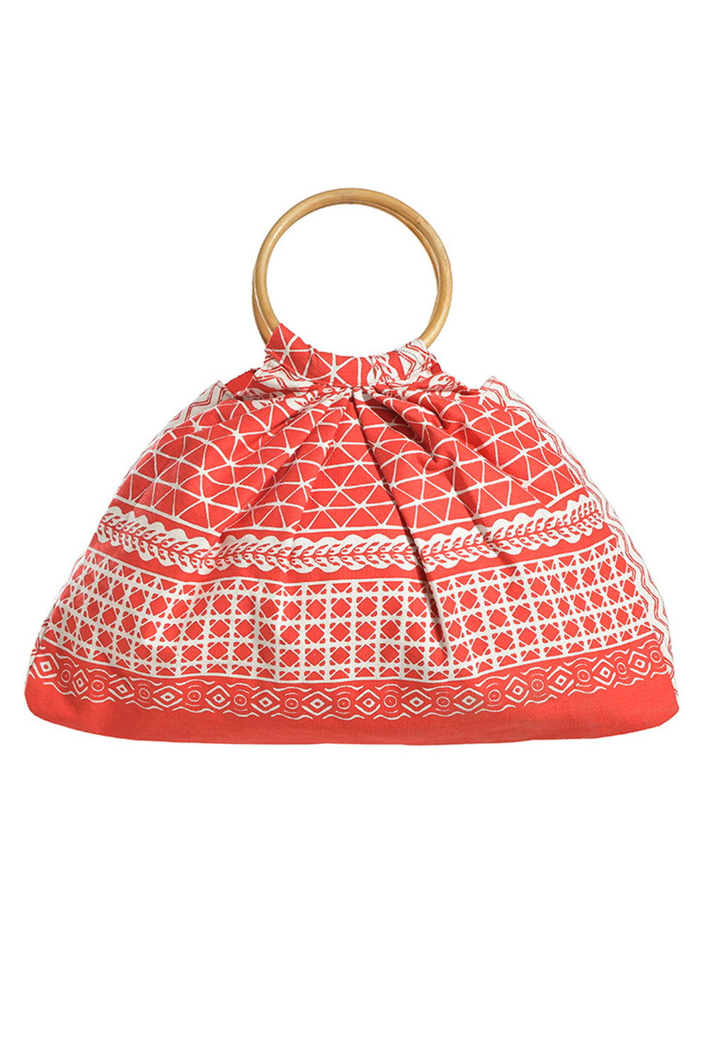 Ble Red & White Grecian Print Canvas Bag 5-42-304-0193 - Experience Boutique