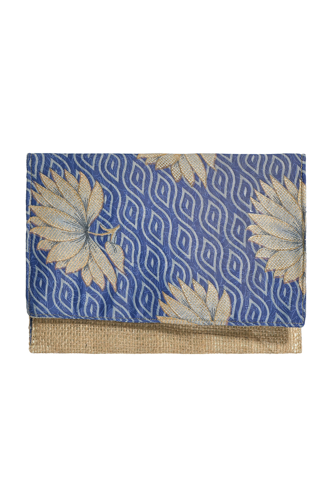 Ble Resort Collection Blue Print Straw Clutch Bag 5-42-348-0056 - Experience Boutique