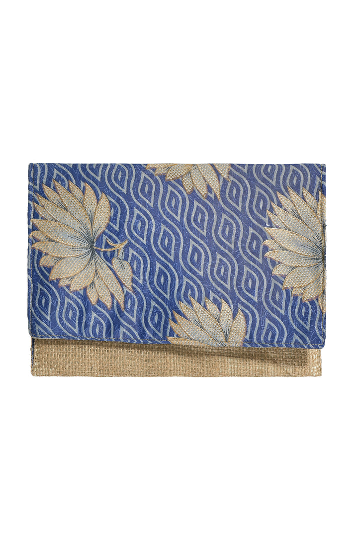 Ble Resort Collection Blue Print Straw Clutch Bag 5-42-348-0056 - Experience Boutique
