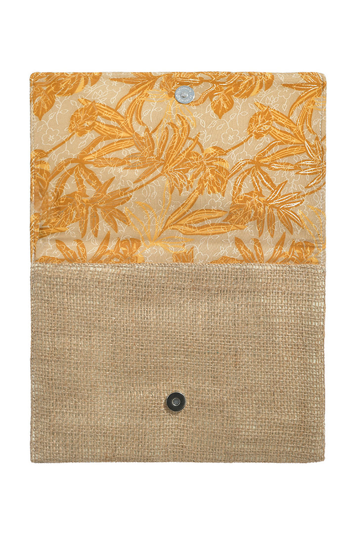 Ble Resort Collection Gold Print Straw Clutch Bag - Experience Boutique