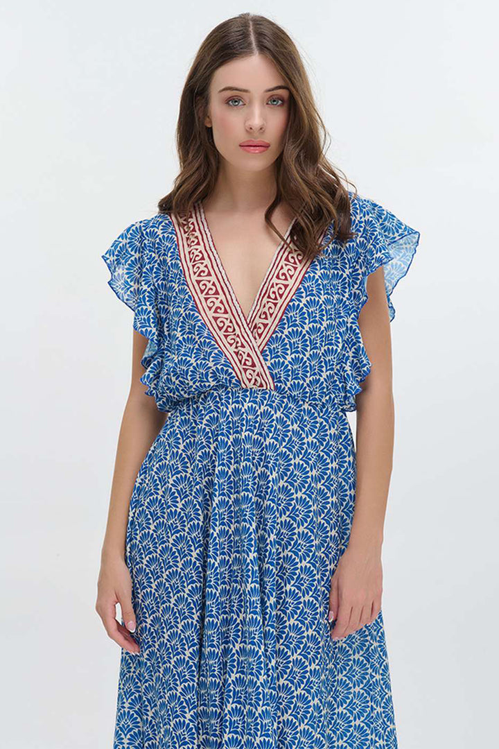 Ble Resortwear 5-41-100-0049 Blue Print Dress