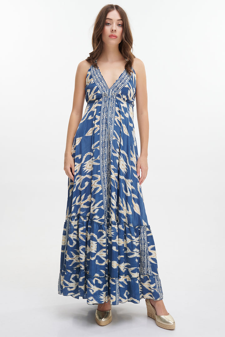 Ble Resortwear 5-41-133-0009 Blue Aztec Print Dress