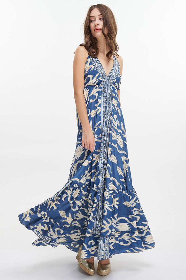 Ble Resortwear 5-41-133-0009 Blue Aztec Print Dress