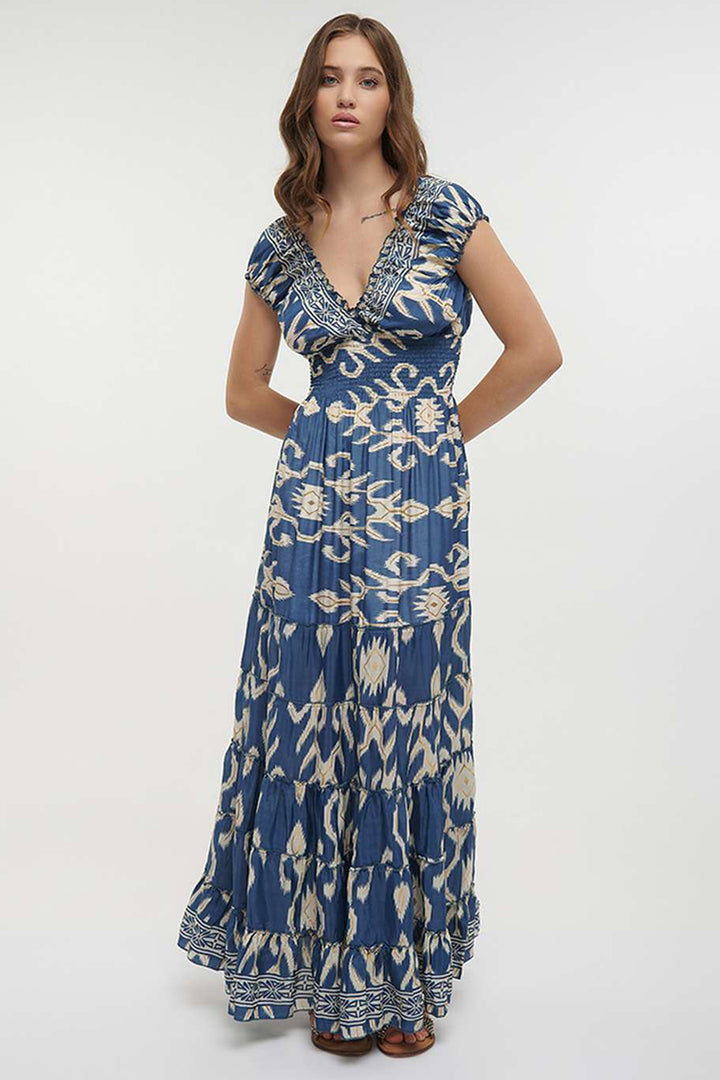 Ble Resortwear 5-41-133-0012 Blue Aztec Print Dress