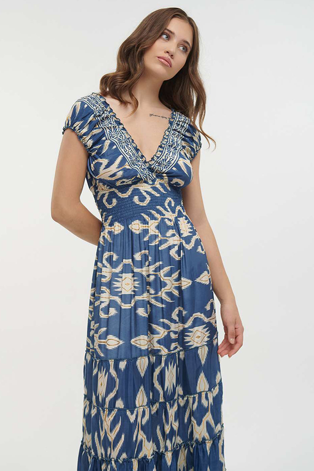 Ble Resortwear 5-41-133-0012 Blue Aztec Print Dress