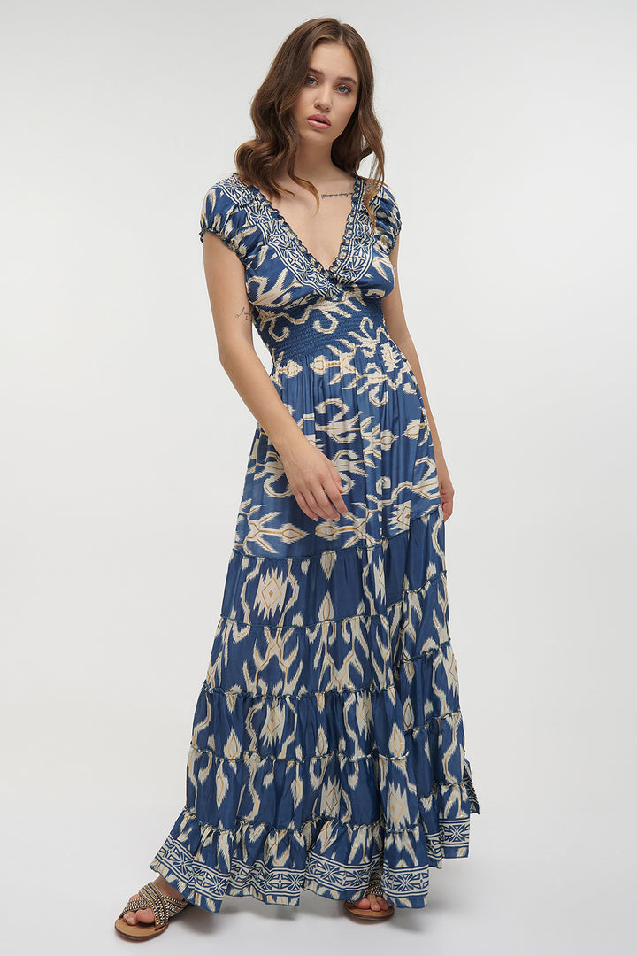 Ble Resortwear 5-41-133-0012 Blue Aztec Print Dress