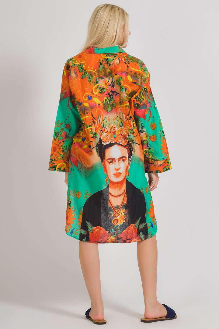 Ble Shirt Freida Print Orange Turquoise Blue 5-41-732-0036 - Experience Boutique