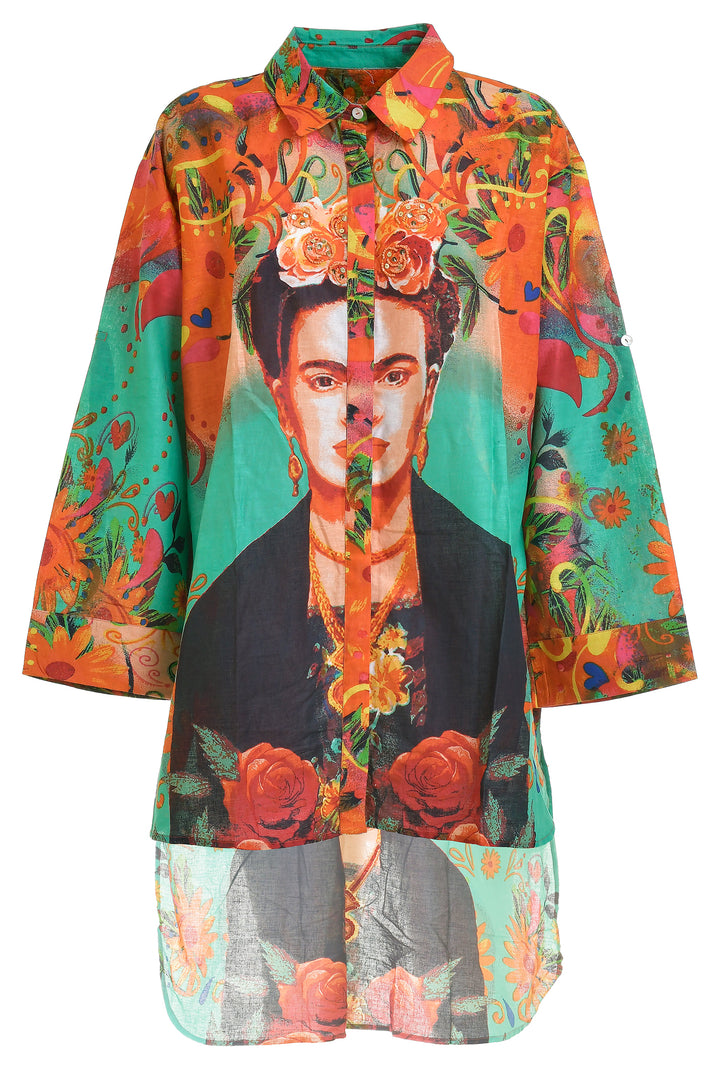 Ble Shirt Freida Print Orange Turquoise Blue 5-41-732-0036 - Experience Boutique