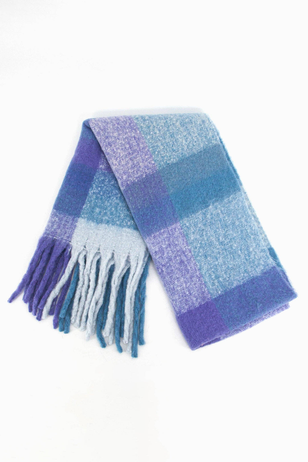 Blue & Purple Square Colour Block Soft Knit Scarf