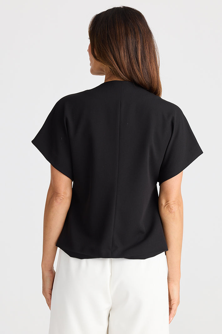 Brave+True BT25322-1 Origami Black Button Front Top